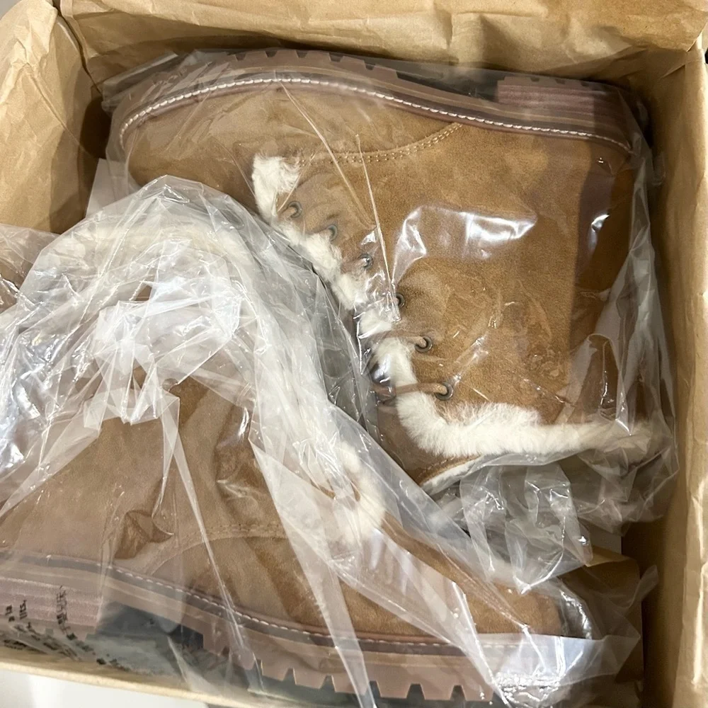 NEW‎ Madewell Clair Shearling Suede Boot Equestrian Brown
